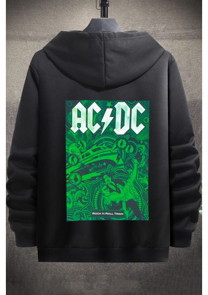 Unisex Ac Dc Baskılı Kapüşonlu Sweatshirt