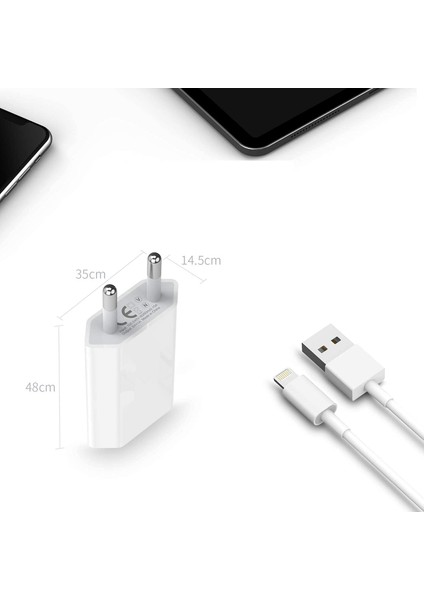 Xr x Xs Max 8 7 6 6s Plus 5 Se Için Şarj Aleti. 2.4A 1 Metre Lightning Hızlı Şarj Kablosu ve Adaptörü. Için Şarj Seti.(Ithalatçı Garantili)