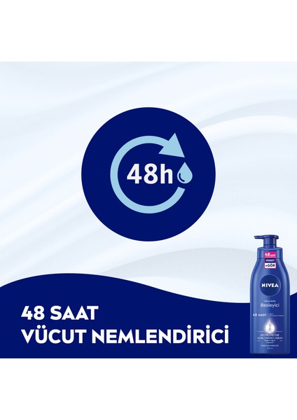 NIVEA Besleyici Vücut Sütü 400ml; Kuru ve Çok Kuru Ciltler;48 Saat Nemlendirici Vücut Losyonu;E Vitamini ve Badem Yağı İçerir