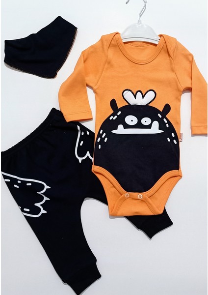 Erkek Bebek 3 Lü Takım Canavar Baskılı 6-12 Ay modelleri