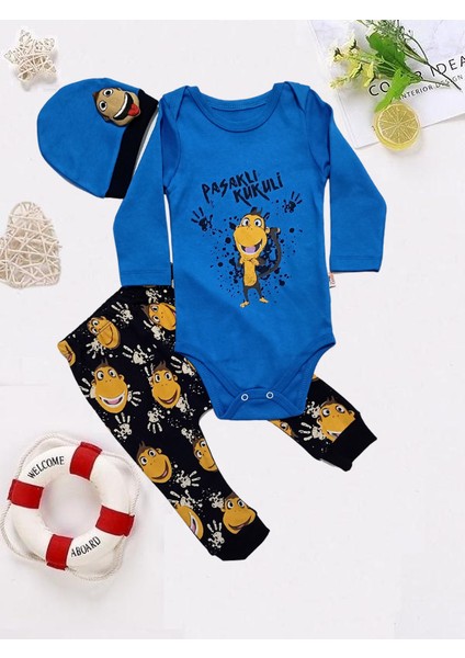 Erkek Bebek 3 Lü Takım Kukuli Baskılı 6-12 Ay