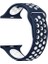 Apple Watch Series (Tüm Seriler) 42-44-45 mm Uyumlu Delikli Silikon Kordon Lacivert Beyaz (L) 1