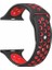 Apple Watch Series (Tüm Seriler) 38-40-41 mm Uyumlu Delikli Silikon Kordon Siyah Kırmızı (S) 1