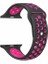 Apple Watch Series (Tüm Seriler) 38-40-41 mm Uyumlu Delikli Silikon Kordon Siyah Pembe (S) 1