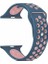 Apple Watch Series (Tüm Seriler) 38-40-41 mm Uyumlu Delikli Silikon Kordon Mavi Pembe (S) 1