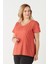 3204 Fistolu Kısa Kollu Bluz büyük Beden Şık Tarçın 1