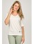 Kadın V Yaka Bluz 6690201 Ekru 4