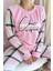Toz Pembe Deep Chic Desenli Kadın Peluş Pijama Takımı 5