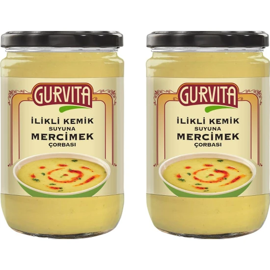 Gurvita Ilikli Kemik Suyuna Mercimek Çorbası 660 ml 2'li