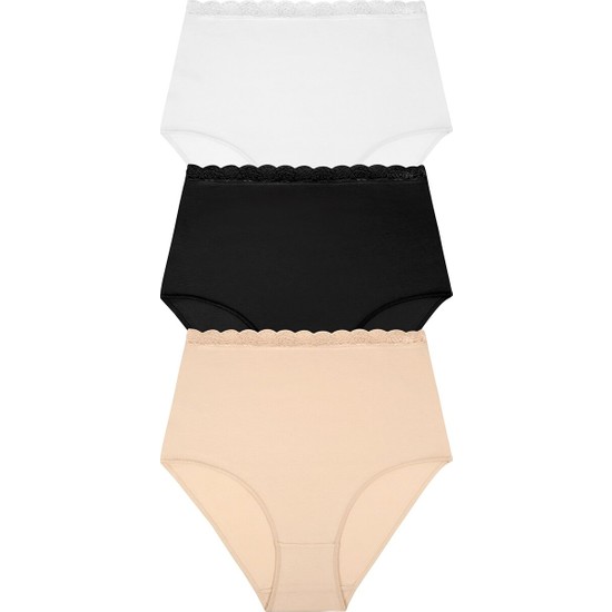 Suwen 3 Lü Paket Pamuklu Yüksek Bel Slip Külot