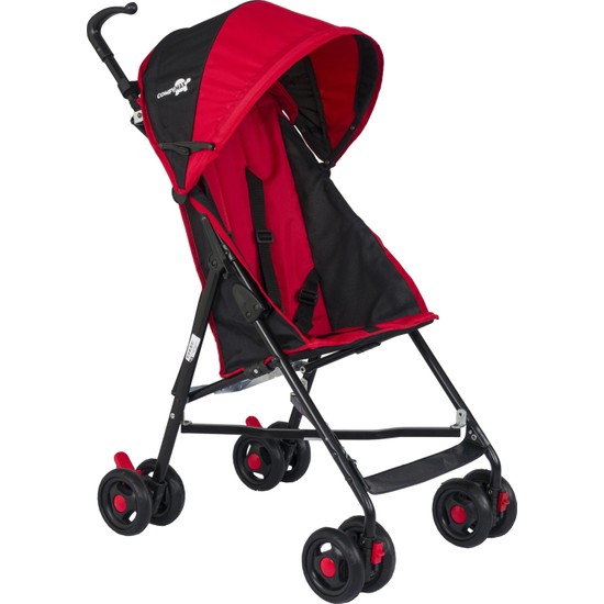 Comfymax Comfort II Baston Puset Bebek Arabası - Kırmızı Siyah Katlanabilir