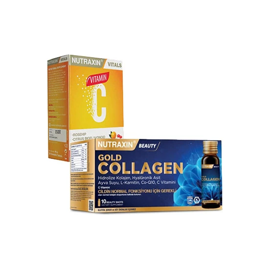 Nutraxin Gold Collagen 10 Saşe & Vitamin C 28 Çiğneme Tableti