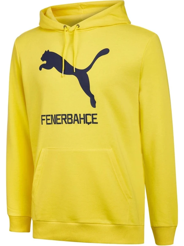 Puma Fenerbahçe Cat Erkek Sarı Kapüşonlu Sweatshirt