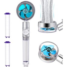 Berlin Shop Duş Başlığı, Pervaneli Duş Başlığı Filtreli, Yağmur Duş Başlığı, Su Tasarruflu, 360 Derece Dönen Duş Başlığı Yüksek Basınç, Kolay Kurulum (Mavi)