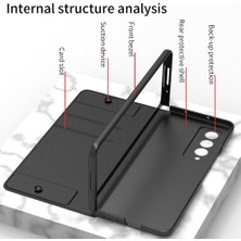 Qichengda Samsung Galaxy Z Fold 4 Zırh Pu Deri Tam Koruma Cep Telefonu Kılıfı (Yurt Dışından)