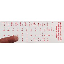 Xnews Arapça Klavye Etiketi Şeffaf Arka (Kırmızı Harf) Keyboard Sticker Arabic Transparent (Red Letters)