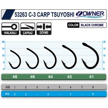 Owner 53263 C-3 Carp Tsuyoshi Black Chrome Sazan Iğnesi 1