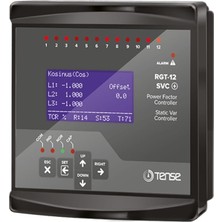 Tense RGT-12SVC 12 Kademe, Svc Uyumlu, Grafik LCD Ekranlı Trifaze Reaktif Güç Kontrol Rölesi
