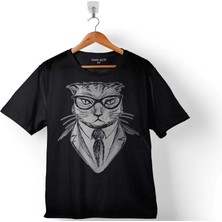 Kendim Seçtim Hıpster Cat Hipstır Kedi Wıth Glasses Gözlük 4 Çocuk T-Shirt
