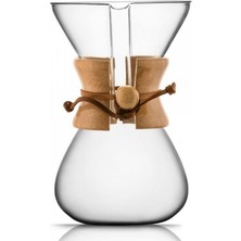 Horecamark Ahşap Boyunlu Cam Pour Over Demleme Ekipmanı 5 Kupa 800 ml