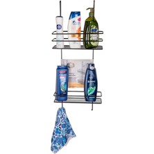 Markam Burada 2 Katlı Siyah Duşakabin Banyo Askılığı Şampuanlık