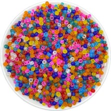 Flea Market 50 gr Mat Buzlu Karışık Renkli Cam Kum Boncuk, Takı Yapım Boncuğu ( 50GR,~750 Adet)
