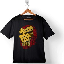 Kendim Seçtim Iron Man Word Art Head Logo Demir Adam Çocuk T-Shirt