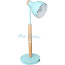 Modi Lighting Ahşap Turkuaz Masa Lambası MOD-ML-4472-TK