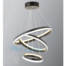 Modi Lighting Üçlü Çember Siyah Iç Dıs Ledli Avize MD18