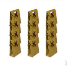 Süsle Bebek ve Parti El Geçmeli Karton Çanta 16 x 12 x 6 Cm, Mat Altın - 12 Adet
