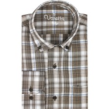 Varetta Erkek Kahverengi Kareli Uzun Kol Klasik Kesim Yaka Düğmeli Gömlek