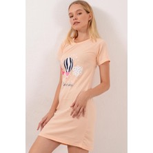 Pinkmark Kadın Somon Baskılı Kısa Kollu Gecelik PMEL25533