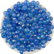 Hedef Bijuteri Mavi Renk Basık 10MM Janjanlı Akrilik Boncuk,parlak Takı, Çanta Yapım Boncuğu (50GR,~150 Adet)