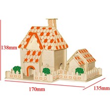 Jurnish Çocuklar Parlak Hediye Oyuncak 3D Ahşap Yapboz Bulmaca Diy Montajlı Kulübe Yeni