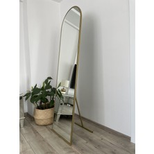 Effe Yapı Dekor Gold Metal Çerçeveli 180X50 cm Ayaklı Oval Boy Aynası