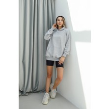 Gri Kanguru Cepli Kapüşonlu Sweatshirt