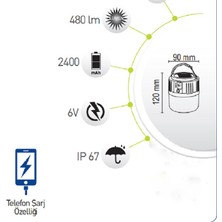 AYT Çözüm 30 W Solar Güneş Enerjili Kamp Lambası 5 Modlu Powerbank Özellikli