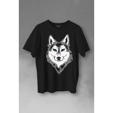 Kendim Seçtim Kurt Kafası Wolf Head Bozkurt Yeşil Gözlü Baskılı Tişört  T-Shirt