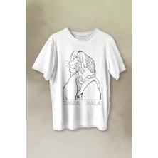 Kendim Seçtim The Lion King Simba And Nala Beyaz Baskılı Tişört  T-Shirt Beyaz