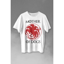 Kendim Seçtim Mother Of Dogs Hayvansever Köpek Annesi Baskılı Tişört  T-Shirt Beyaz