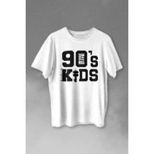 Kendim Seçtim Doksanlar Çocuğu 90S Kids 1990 Lar Nostalji  Baskılı Tişört  T-Shirt Beyaz