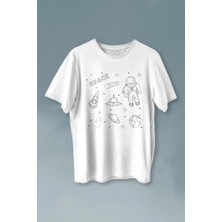Kendim Seçtim Astronot Uzay Mekiği Space Cosmos Baskılı Tişört  T-Shirt Beyaz