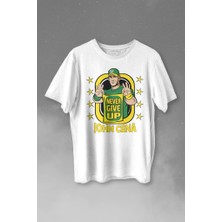 Kendim Seçtim John Cena Wwe Logo Never Give Up Amerikan Güreşi Baskılı Tişört  T-Shirt Beyaz