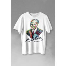 Kendim Seçtim Karizma Gözlüklü Gazi Mustafa Kemal Atatürk Portresi Baskılı Tişört  T-Shirt Beyaz