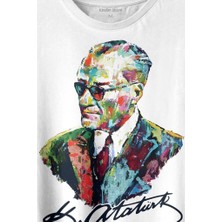 Kendim Seçtim Karizma Gözlüklü Gazi Mustafa Kemal Atatürk Portresi Baskılı Tişört  T-Shirt Beyaz