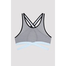 Çok Renkli Kız Çocuk Çizgili Sloganlı Spor Bralet