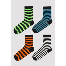 Penti Siyah Boys Multi Lines 4lü Soket Çorap