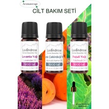 Lavendrose Yüz ve Cilt Bakımı Uçucu Yağ Aromaterapi Set %100 Saf Lavanta Yağ Kayısı Çekirdeği Yağ Paçuli Yağ