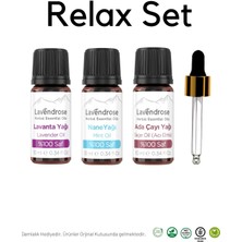 Lavendrose Relax Set 3’lü Uçucu Yağ Aromaterapi Set %100 Saf Ada Çayı Yağı, Nane Yağı, Lavanta Yağı