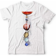 Kendim Seçtim Gezegenler Güneş Sistemi Solar System Uzay Cosmos Çocuk Tişört Beyaz